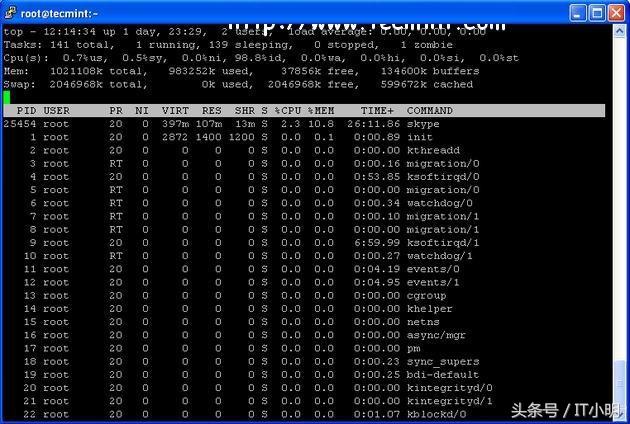 Linux中的12个TOP命令示例