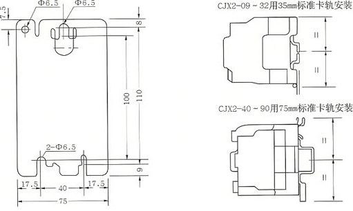 CJX2-40~95安装尺寸